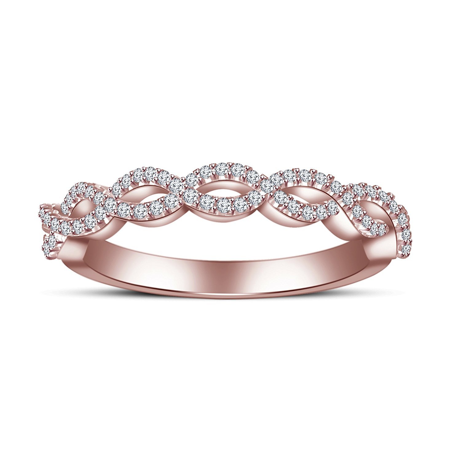 Infinity White CZ Diamond 14K Rose Gold Fn Engagement Wedding Ring