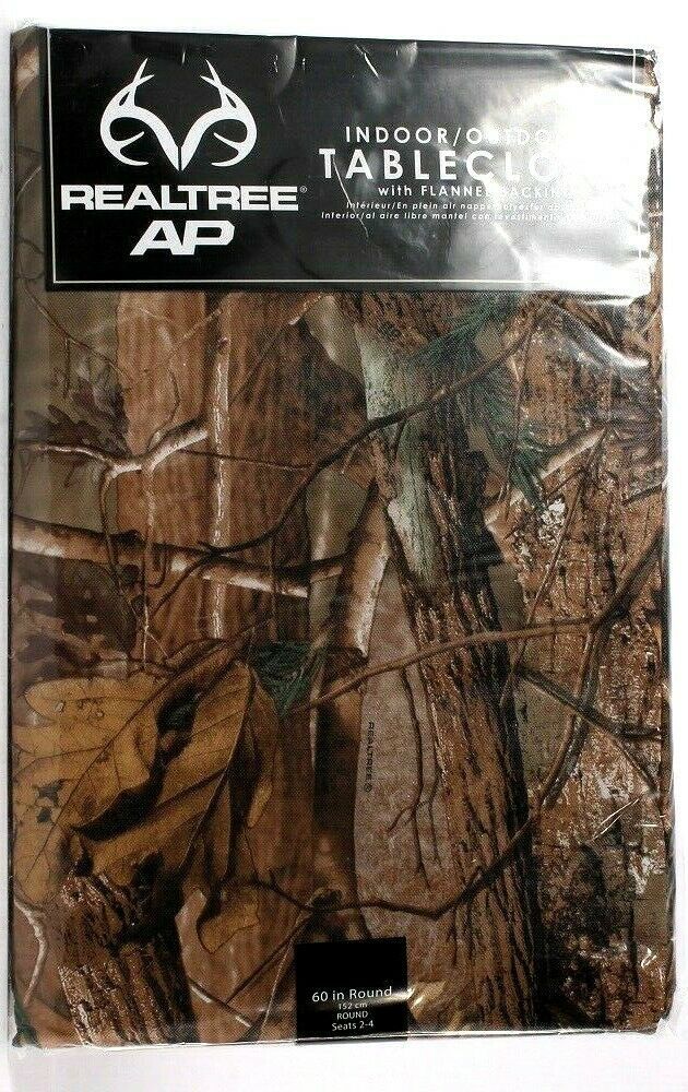 1 Ct RealTree AP Indoor & Outdoor Tablecloth With Flannel Backing 60" Round - $18.99