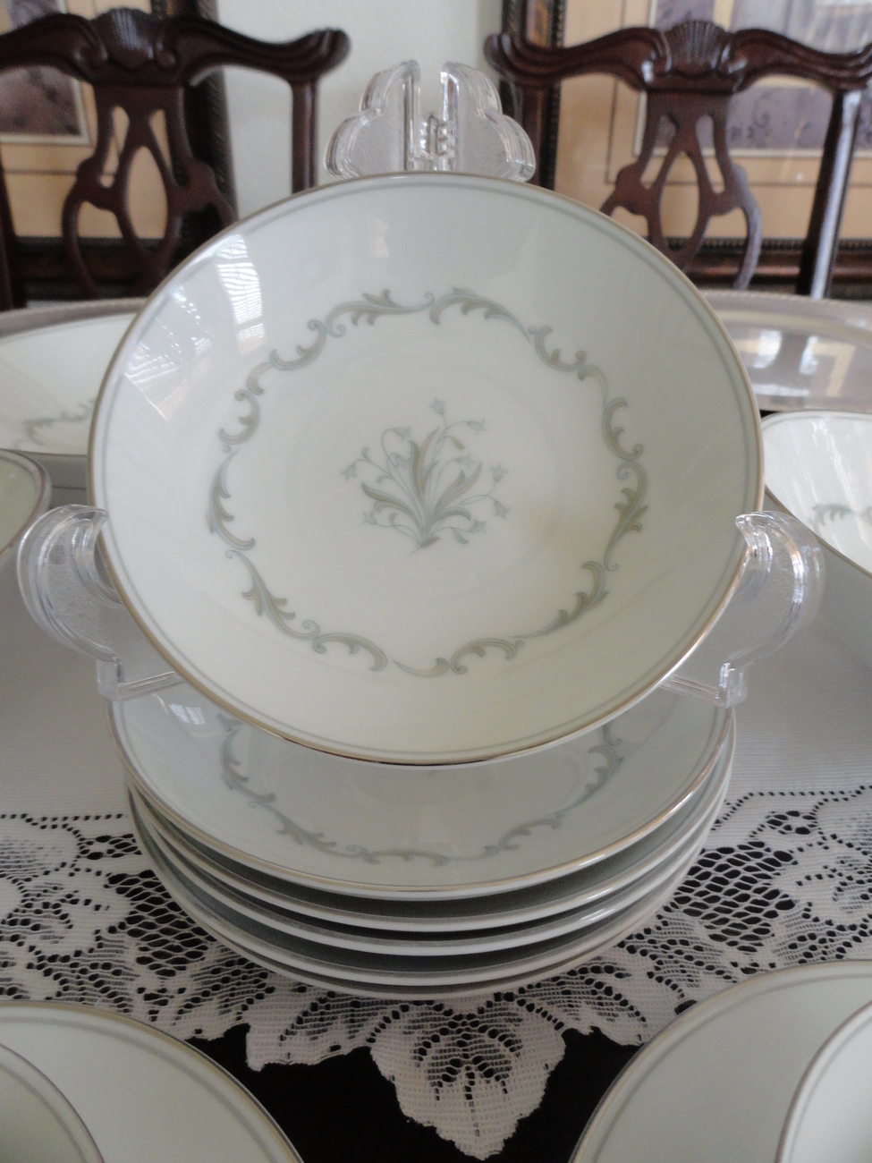 MidCentury Noritake China Chaumont Pattern 6008 Platinum Rim 44 Piece