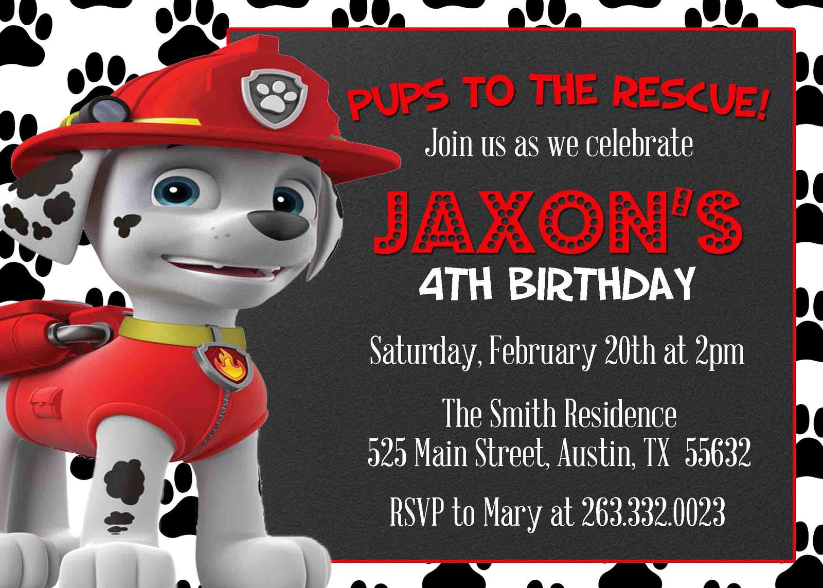 PRINTABLE Marshall paw patrol baby shower or birthday ...