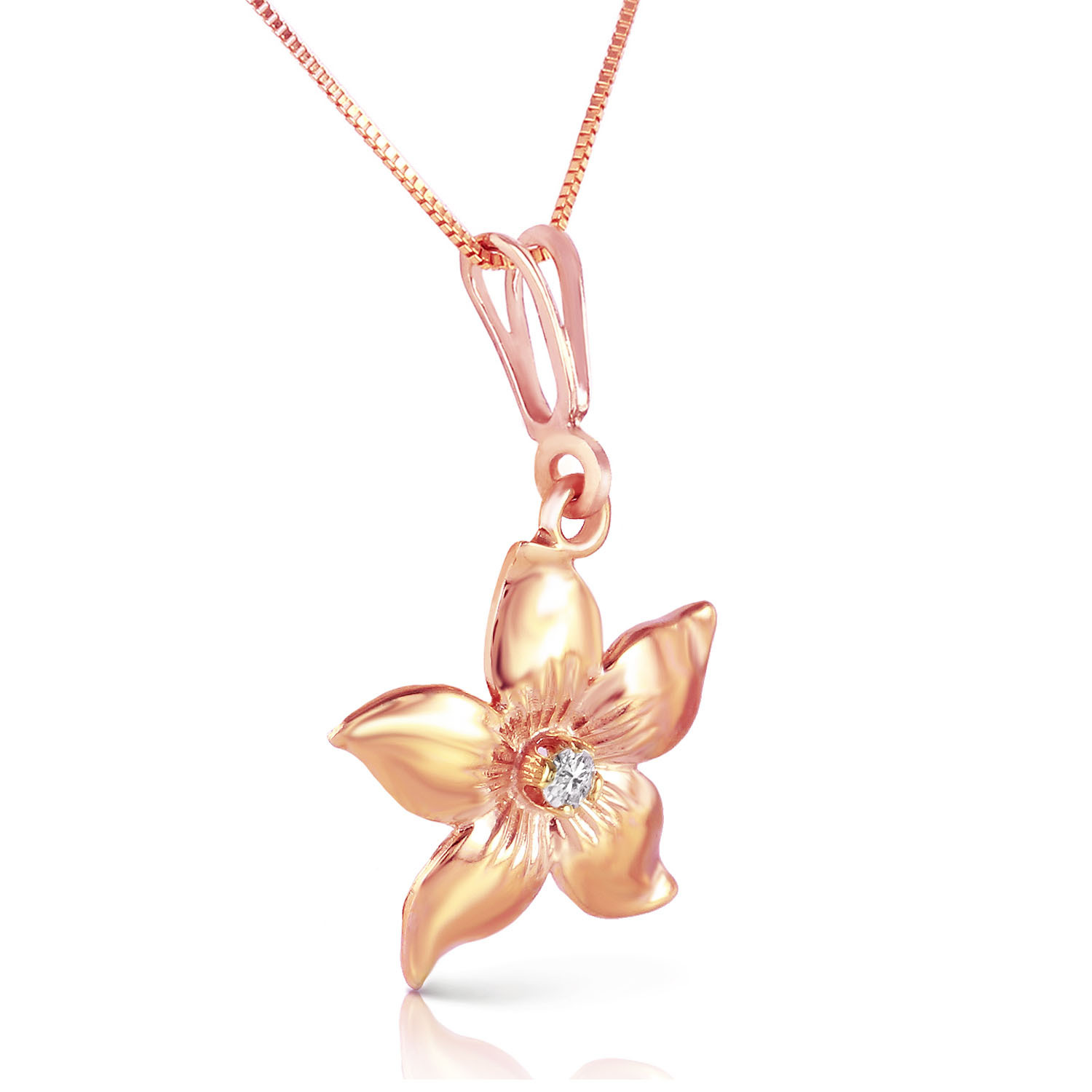 14K Solid Rose gold fine Flower Necklace and similar items