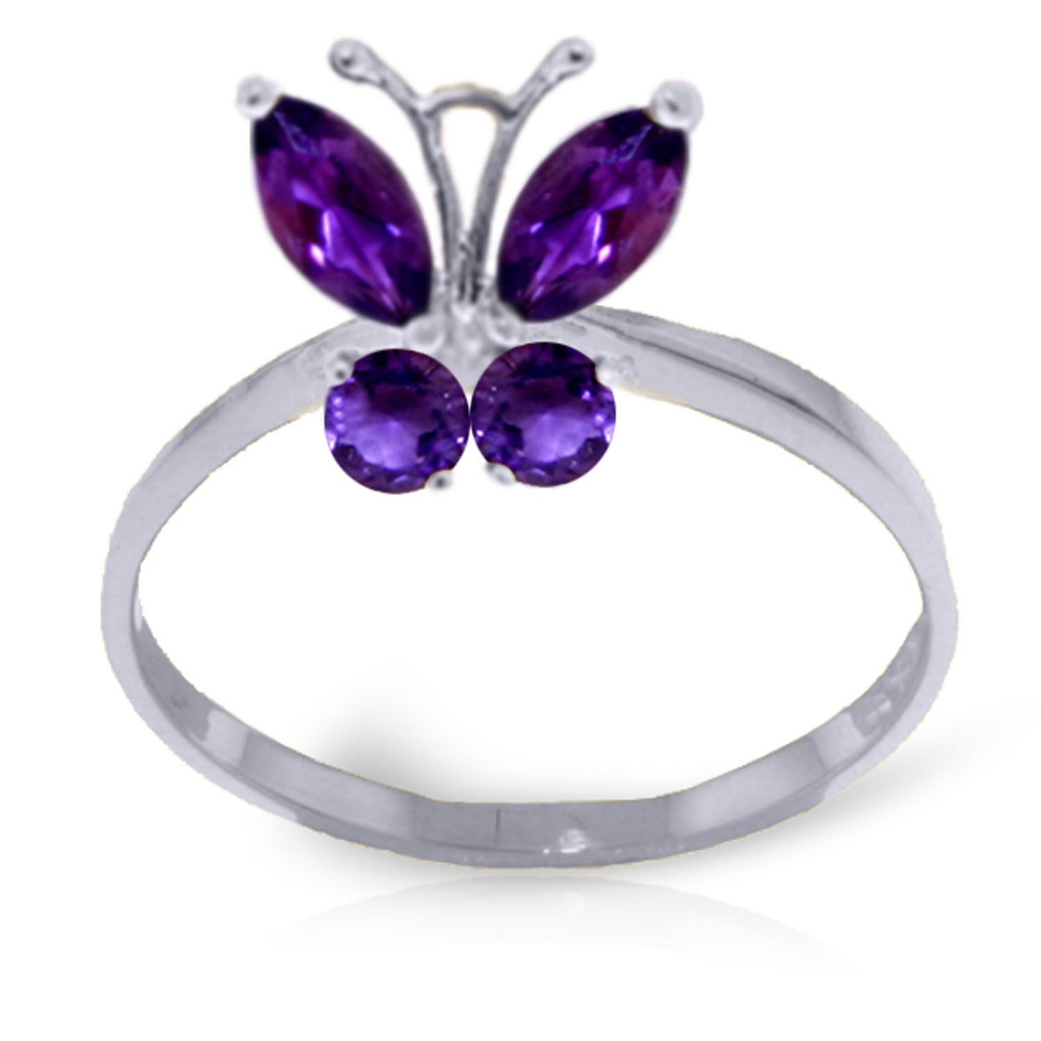 Brand New 0.6 CTW 14K White Gold Butterfly Ring Natural Purple Amethyst