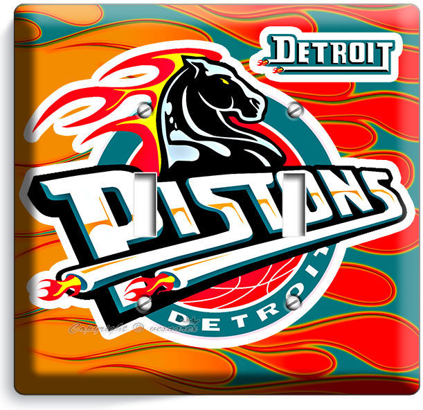 DETROIT PISTONS BASKETBALL TEAM DOUBLE LIGHT SWITCH WALL PLATE MAN CAVE ROOM ART