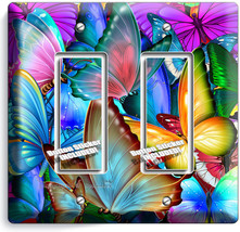 COLORFUL BUTTERFLIES DOUBLE GFCI LIGHT SWITCH WALL PLATE BABY ROOM NURSE... - $13.94