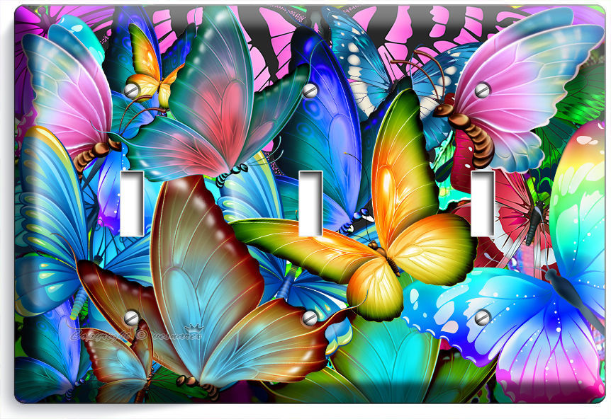 Decorative Light Switch Wall Plate Multicolored Butterflies Switch Plate Cover Decorative Light Switch Wall Plate Multicolored Butterflies Switch Plate Cover