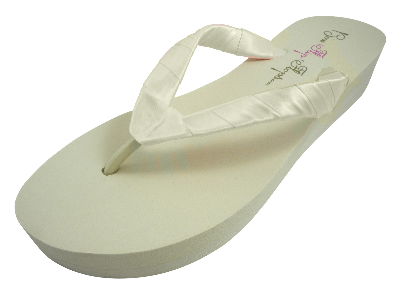 Ivory Wedge Bridal Flip Flops- 2 inch heel height/ White - Sandals ...