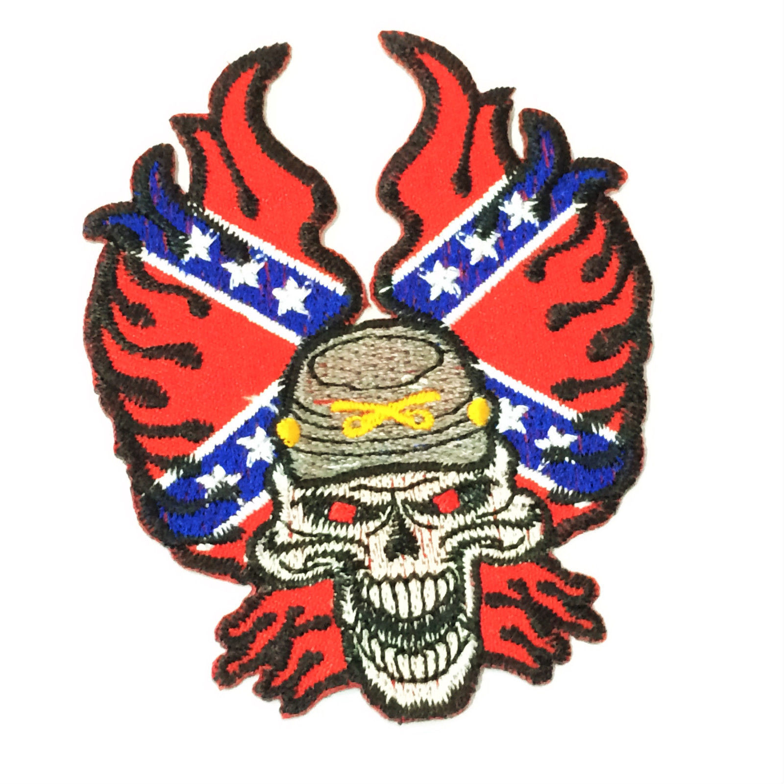 Two Skull Red Blue Embroidered Patch Biker Patch Motors Motorcycle Clothing