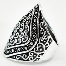 Bohemian Ornate Victorian Vintage Inspired Silver Tone Geometric Statement Ring image 2