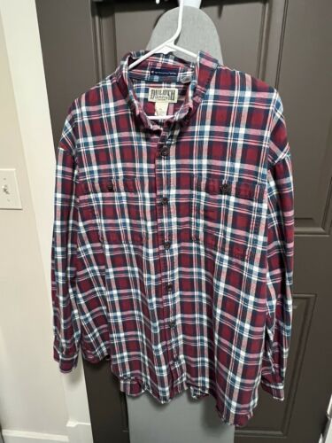 Duluth Trading Co Magna Ready Technology Heavy Red Flannel Plaid Shirt Size XL
