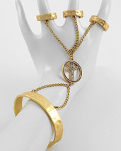 NEW Peace Hand Chain Cuff Style Hand Bracelet w/ 3 Finger Stretch Ring - $13.59