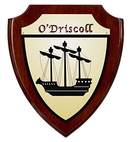O'Driscoll Irish Coat of Arms Shield Plaque - Rosewood Finish