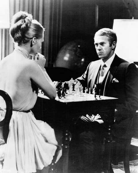 Thomas Crown Affair Faye Dunaway Steve McQueen iconic chess game poster 24x30