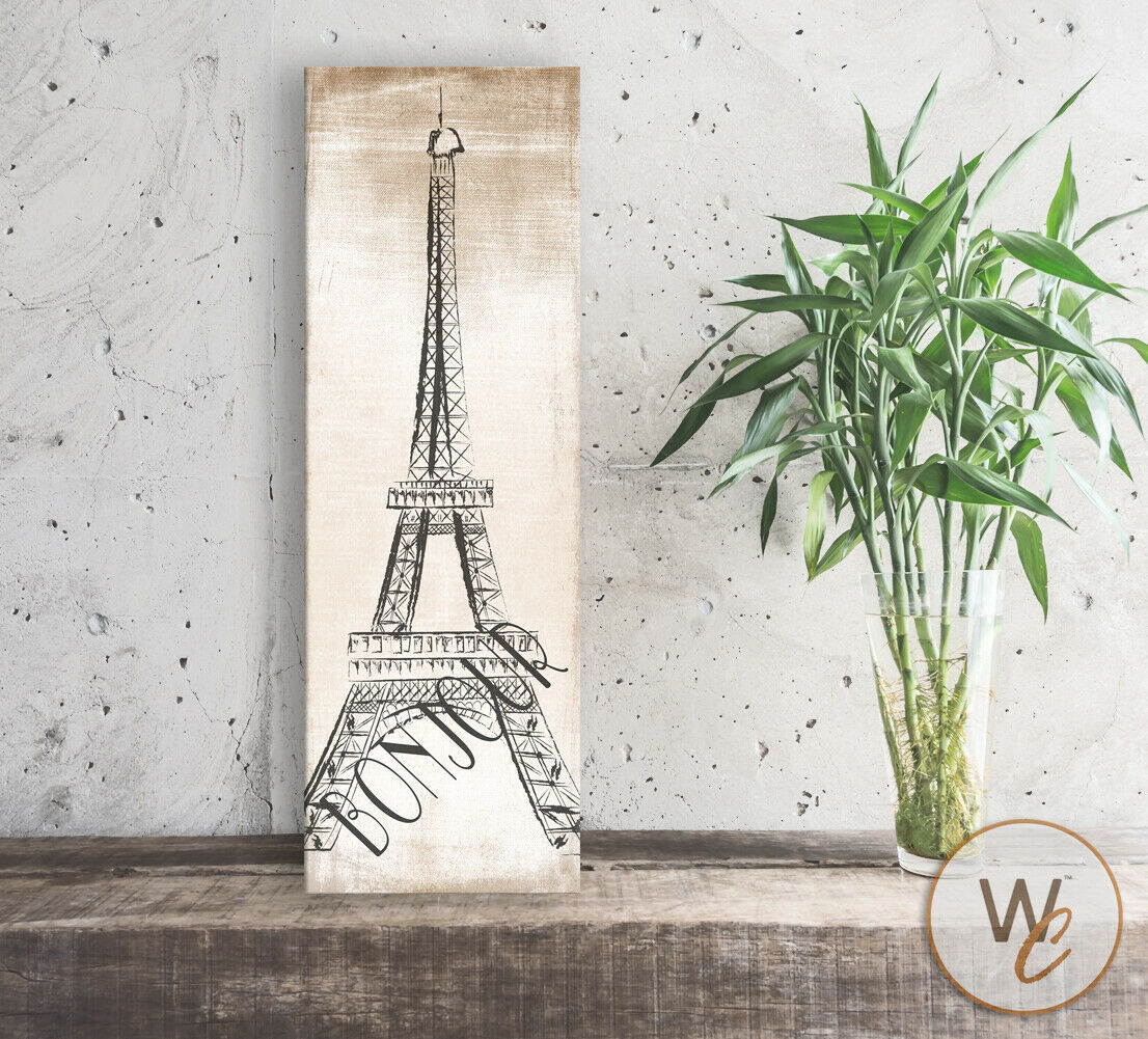 Paris Sign, Eiffel Tower Wall Hanging, BonJour Decor, 5.5" x 17