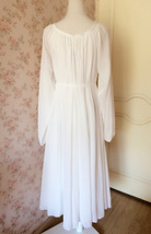 WHITE Chiffon Maxi Beach Holiday Dress long sleeve Plus Size Maternity Dresses image 5