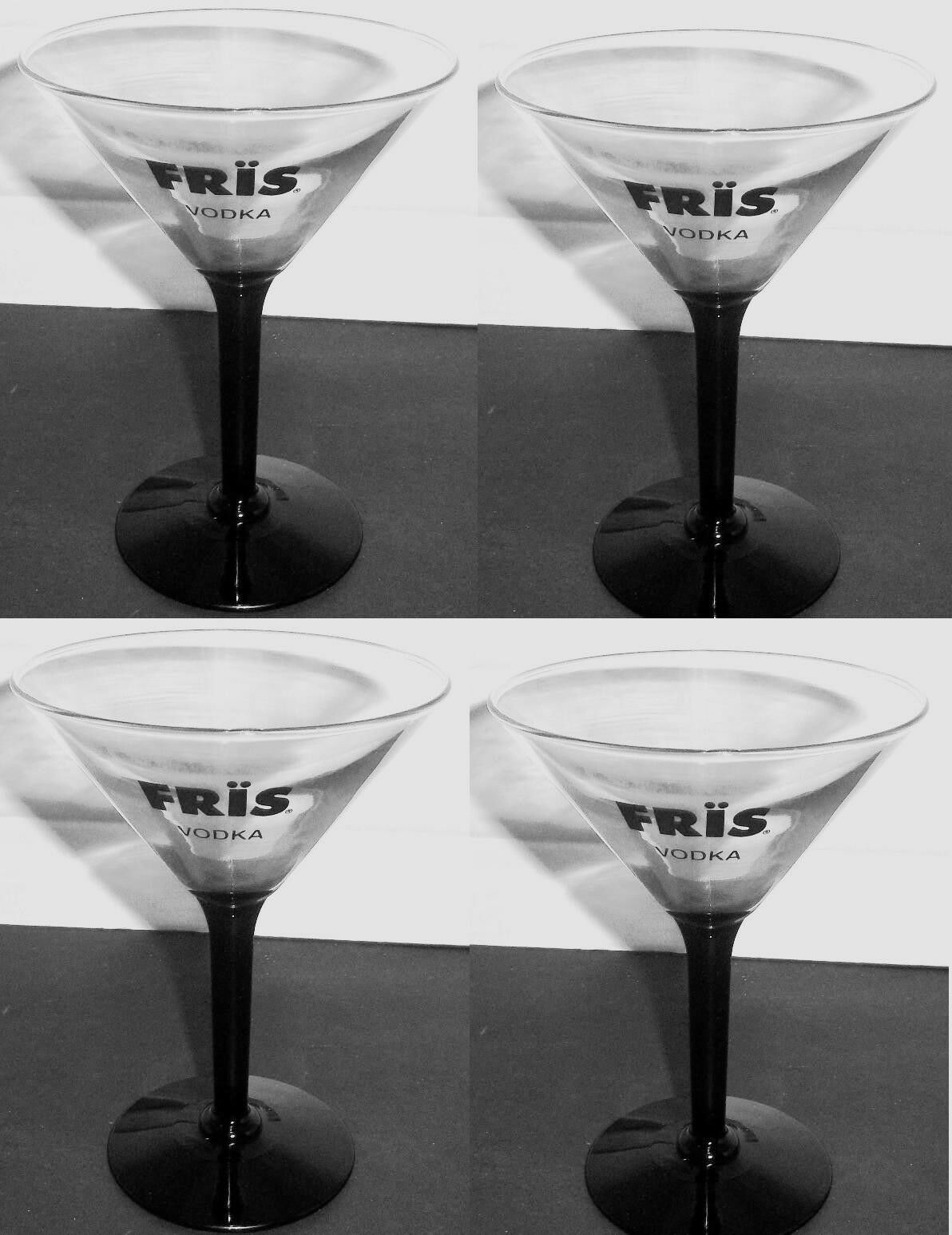 FRÏS Vodka Martini Scandinavian Freeze Straight Black Stem Glasses NEW