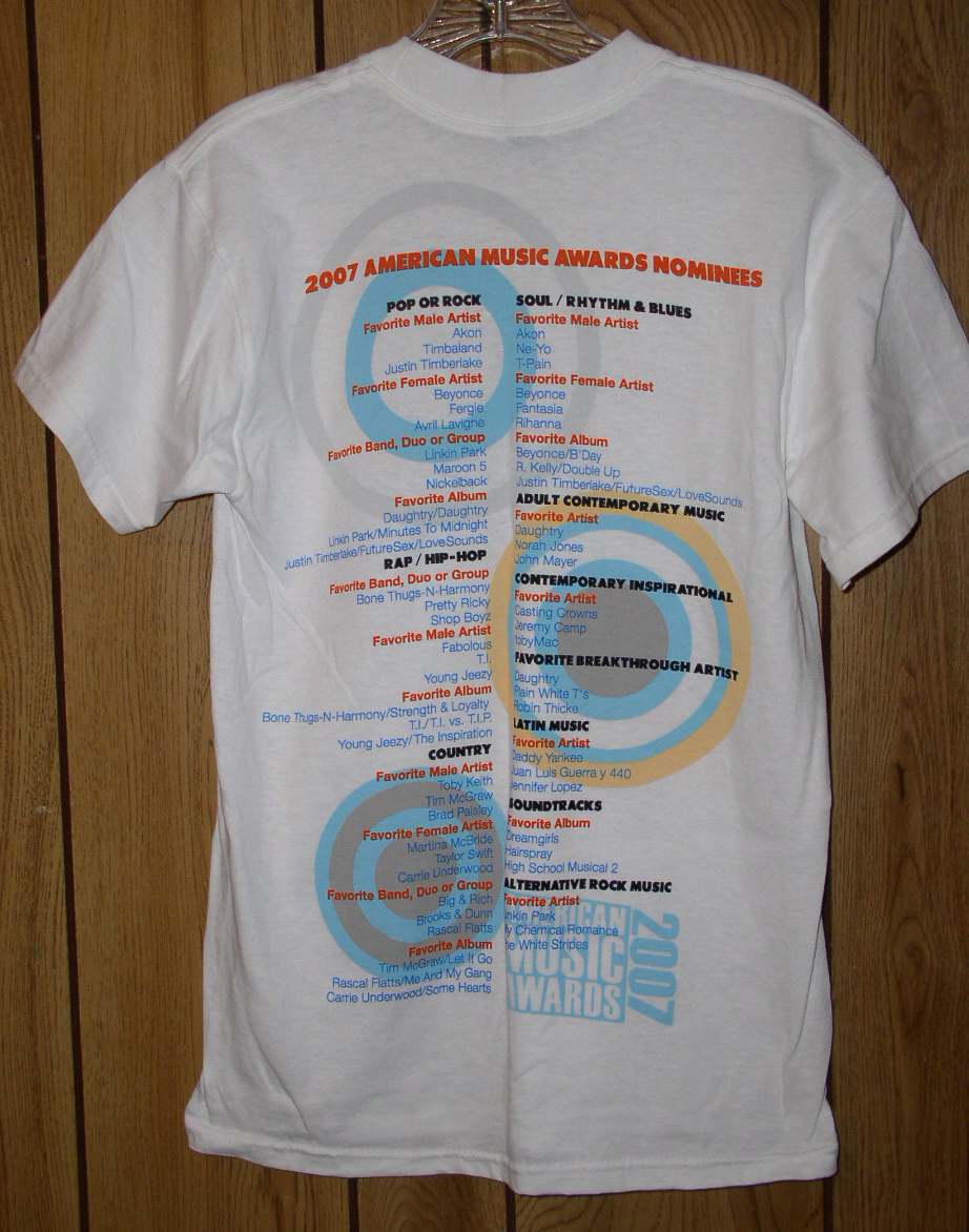 Medium T-shirt 2007 AMERICAN MUSIC AWARDS NEW 
