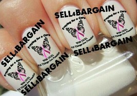 Pink Ribbon Pray For A Cure Logo》Breast Cancer Awareness》Tattoo Nail Art Decals - $15.99
