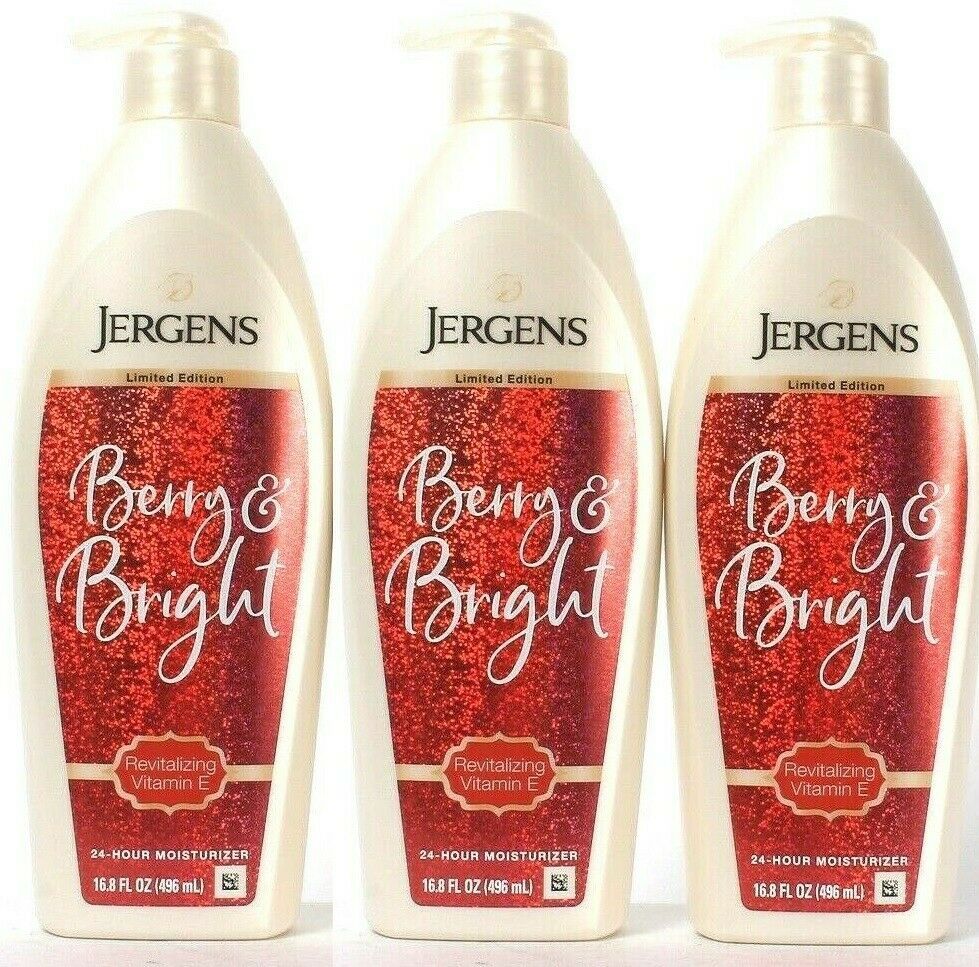 3 Jergens Limited Edition Berry & Bright Revitalizing Vit E Moisturizer 16.8 Oz