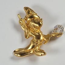 Vintage Official Disney Mickey Mouse Gold Tone Brooch Pin Fantasia Wizard  - $14.01