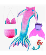 New 4Pcs Swimmable Mermaid Tail with Monofin Gift for Daughter Granddaug... - $32.99