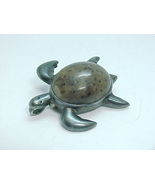 Spotted stone TURTLE Pendant and Brooch Pin in Sterling Silver - Designe... - $42.00