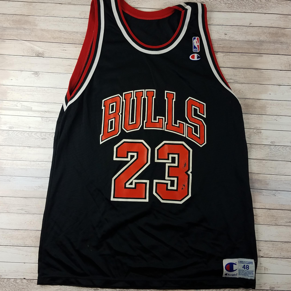 Vintage 1990s MJ Michael Jordan Chicago Bulls Champion Black Jersey ...