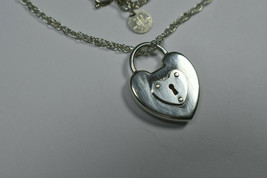 Vintage Tiffany &Co 1" Silver Padlock Heart Emblem Lock Heavy Chain Necklace 18" - $364.44