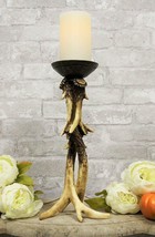 Rustic Deer Stag Entwined Antlers Candle Holder Stand 14&quot; Tall Home Cand... - $37.99