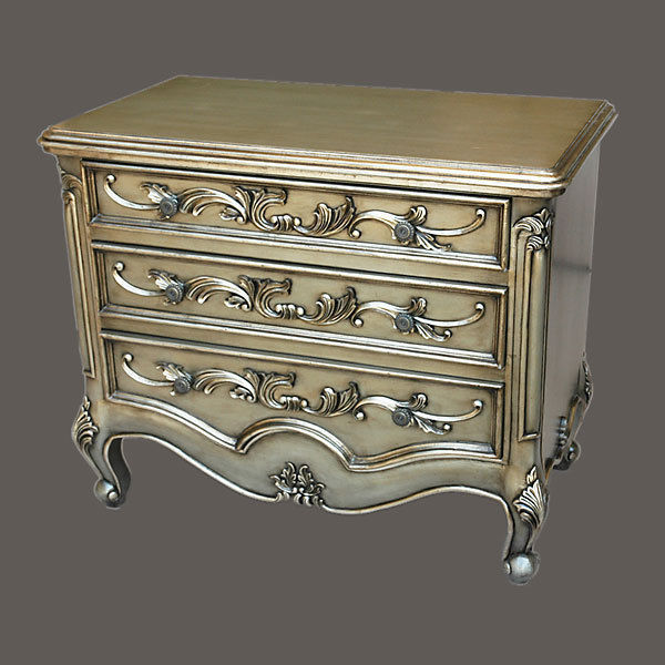 Beautiful Carved Wood Platinum Silk King Size Bed,88''H. Beds & Bed