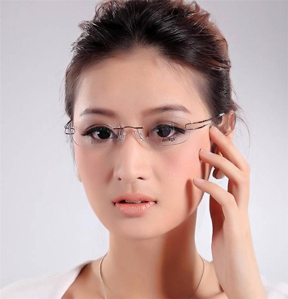 Designer Womens Rimless Titanium Glasses Frames Eyeglasses Flexible 