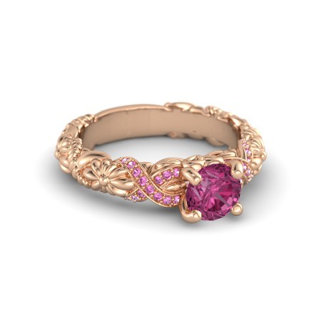 1.60 Ct Round Cut Pink Sapphire 18K Rose Gold Finish Knotted Bouquet Ring