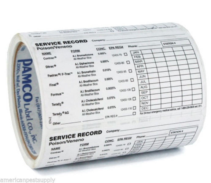 Rodent Bait Station Service Labels Roll of 100 Protecta Bait Station Labels Rodent & Animal Traps