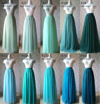LIGHT GREEN Full Length Maxi Tulle Skirt Plus Size Wedding Bridesmaid Skirts image 14