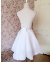 Nude Knee Length High Waist Tulle Midi SKIRT Custom Plus Size Party Skirt image 4