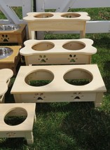 15" Tall Table Top Dog Feeder Handmade Elevated Stand w/ 2QT Bowls Unfinished - $76.97