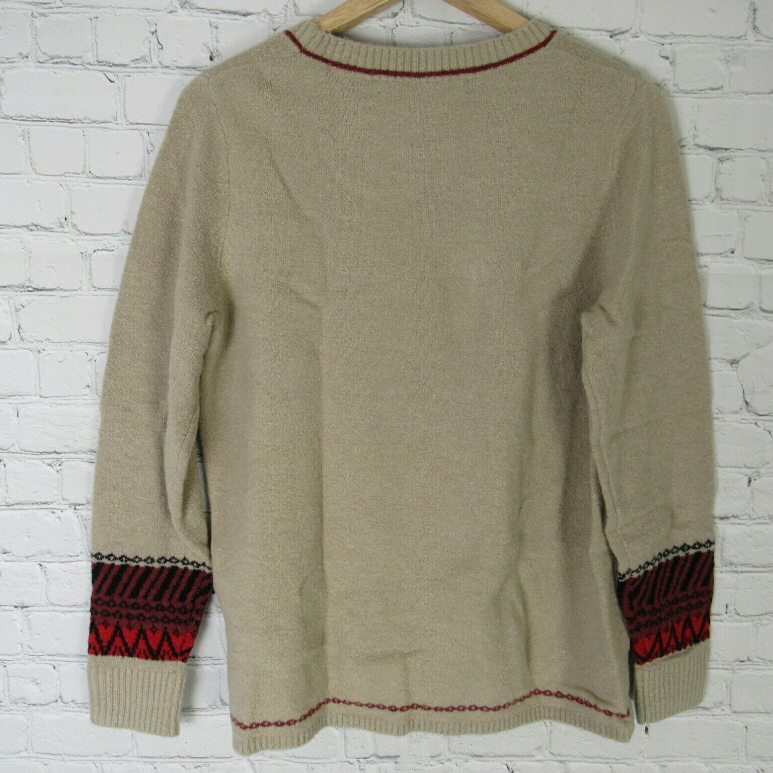 Woolrich Sweater Womens Medium Brown Burlap Motif Deer Wool Blend ...