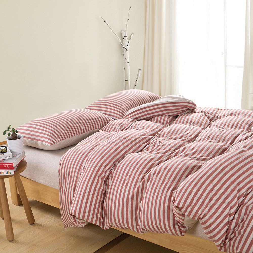 High quality 100 Cotton Knitted fabric Stripe Duvet Covers, duvet