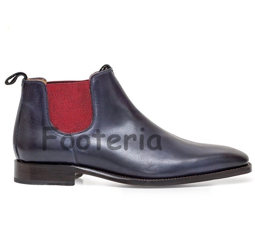Handmade navy blue boots, ankle boot for men, men leather boots, dress