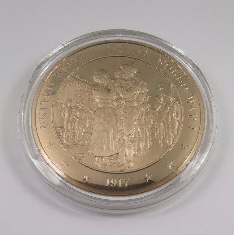 1917 United States Enters World War One Franklin Mint Solid Bronze