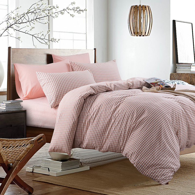 High quality 100 washed Cotton plaid Duvet Covers, bedding sets