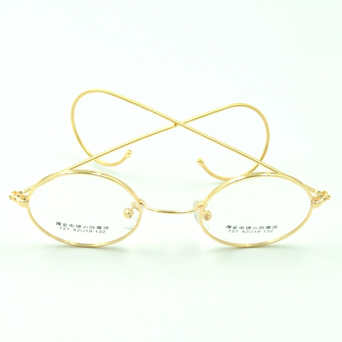 42mm Antique Vintage Metal Round Gold Wire Rim Eyeglasses Frame