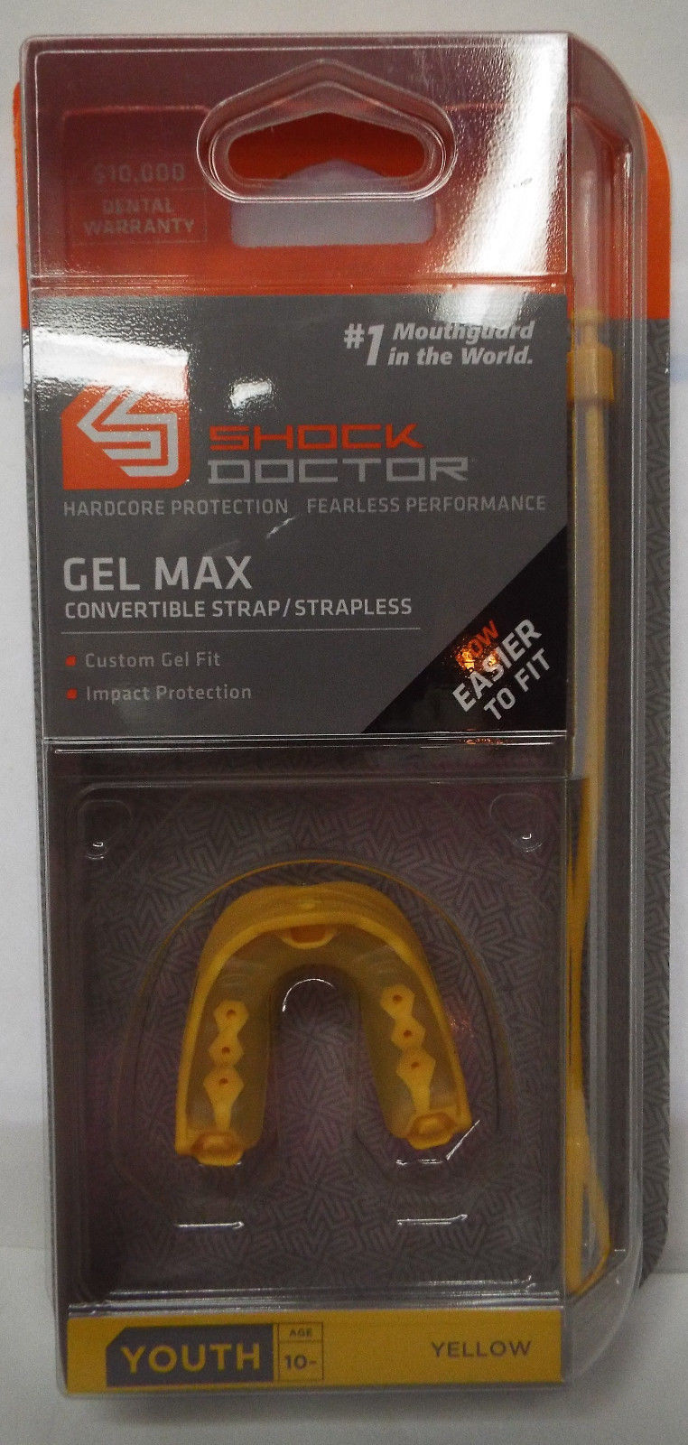Shock Doctor Gel Max Convertible Strap / Strapless Youth 10- in Yellow NIP