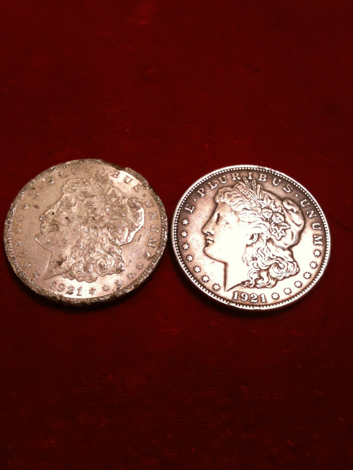 Vintage 1921 One Dollar Silver, Two Coins, E .Pluribus.Unum,United
