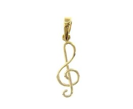 18K YELLOW GOLD PENDANT TREBLE CLEF SMALL VIOLIN KEY 11mm 0.43", MADE IN ITALY image 1