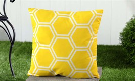 Yellow Throw Pillow Outdoor Geometric 18" x 18"  Sun Weather Resistant UV50 image 2