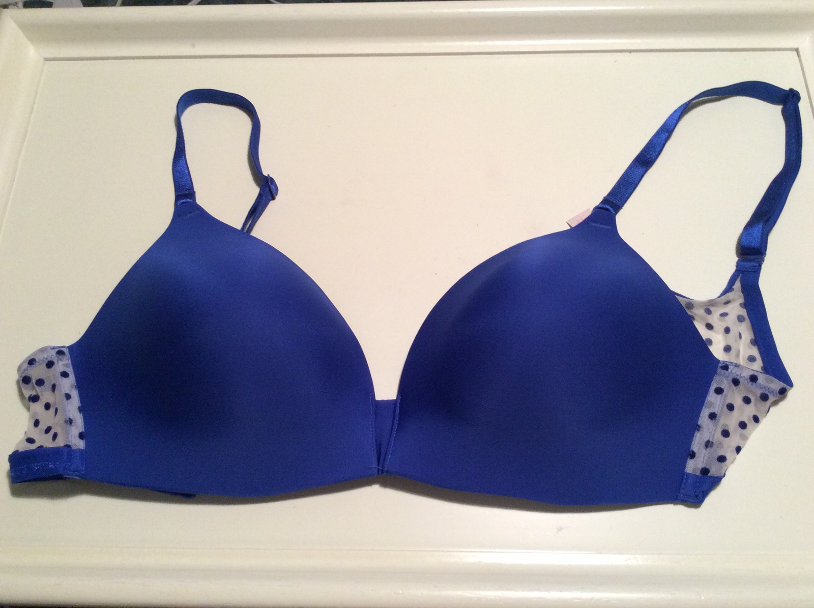 Victoria's Secret 34 D Bra Royal Blue w/ polka dots Women's Clothing