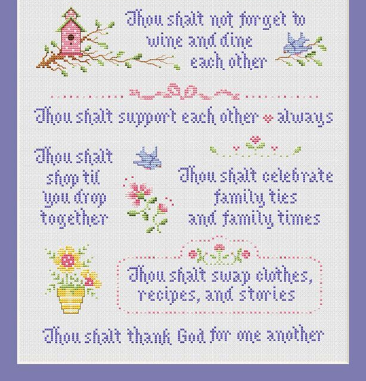 Ten Commandments of the Sisterhood by Sue Hillis L474 Cross Stitch pattern