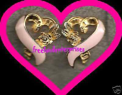 Breast Cancer Pink Ribbon Earrings CLIP "3/4 inch x 5/8 inch" - $19.75