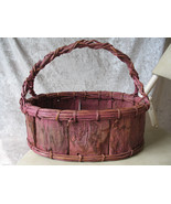 Vintage Redish Brick Color Wicker Basket with Handle 12 x 8 x 10 - $17.65