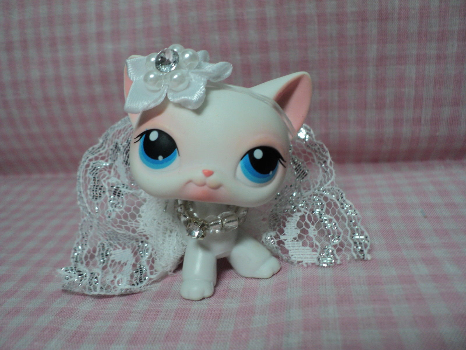 Littlest Pet Shop Handmade White Elegant 3PC Rhinestone Accessories In